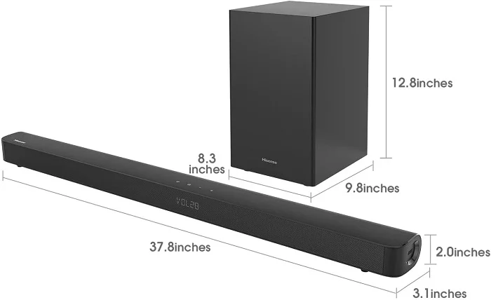 ساندبار هایسنس HF212F و ابعاد آن