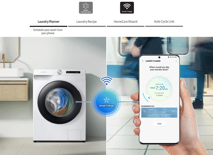 قابلیت Smart thing+ در لباسشویی سامسونگ 9 کیلویی