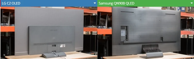 طراحی و کیفیت ساخت تلویزیون سامسونگ QN90B و تلویزیون ال جی C2