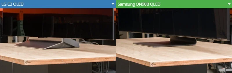 طراحی پایه ها در تلویزیون های ال جی C2 و QN90B