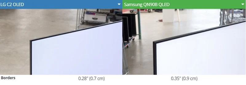 حاشییه پنل کمتر و تمرکز بیشتر بر تصویر در تلویزیون ال جی C2 و سامسونگ QN90B