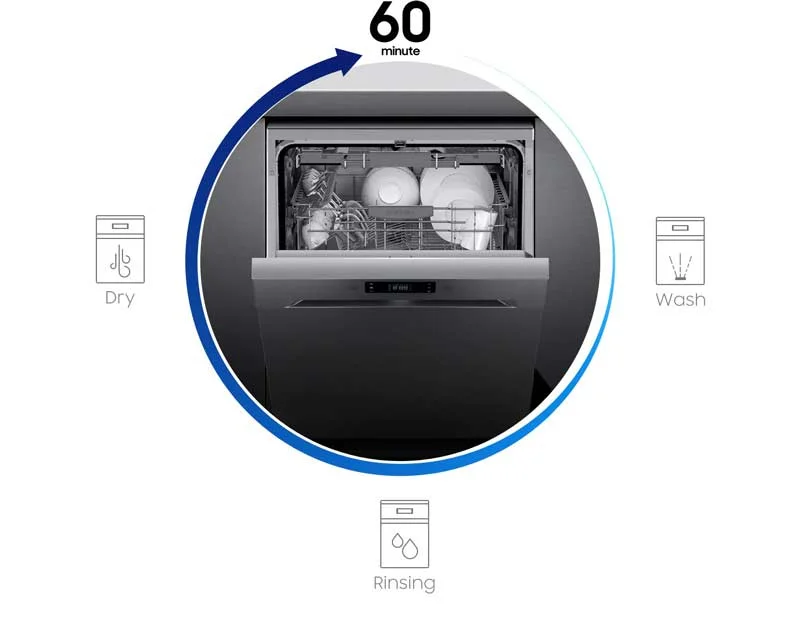 شستشوی سریع Express 60 در ماشین ظرفشویی سامسونگ 14 نفره مدل DW60M5060FW 