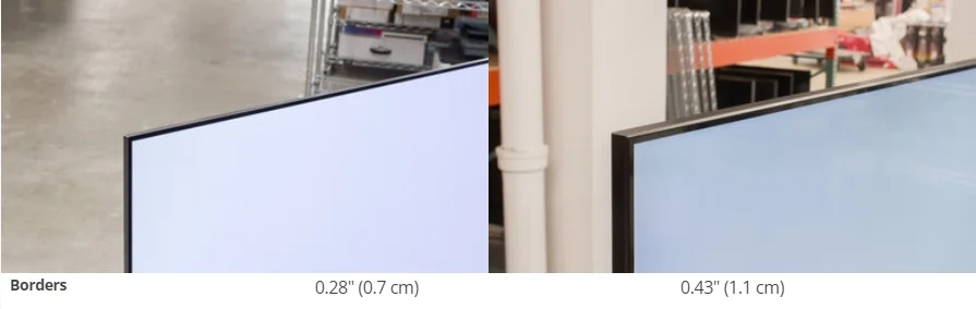 حاشیه صفحه نمایش کمتر در تلویزیون ال جی C2 به نسبت تلویزیون سامسونگ Q80B
