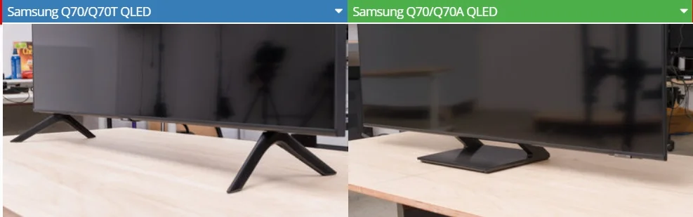 تفاوت در طراحی تلویزیون سامسونگ Q70A و Q70T